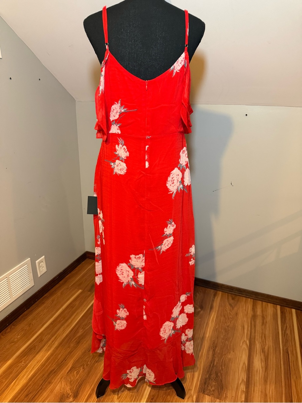 Lulu's Red Floral Ruffle High-Low Maxi Dress - Picture 4 of 9
